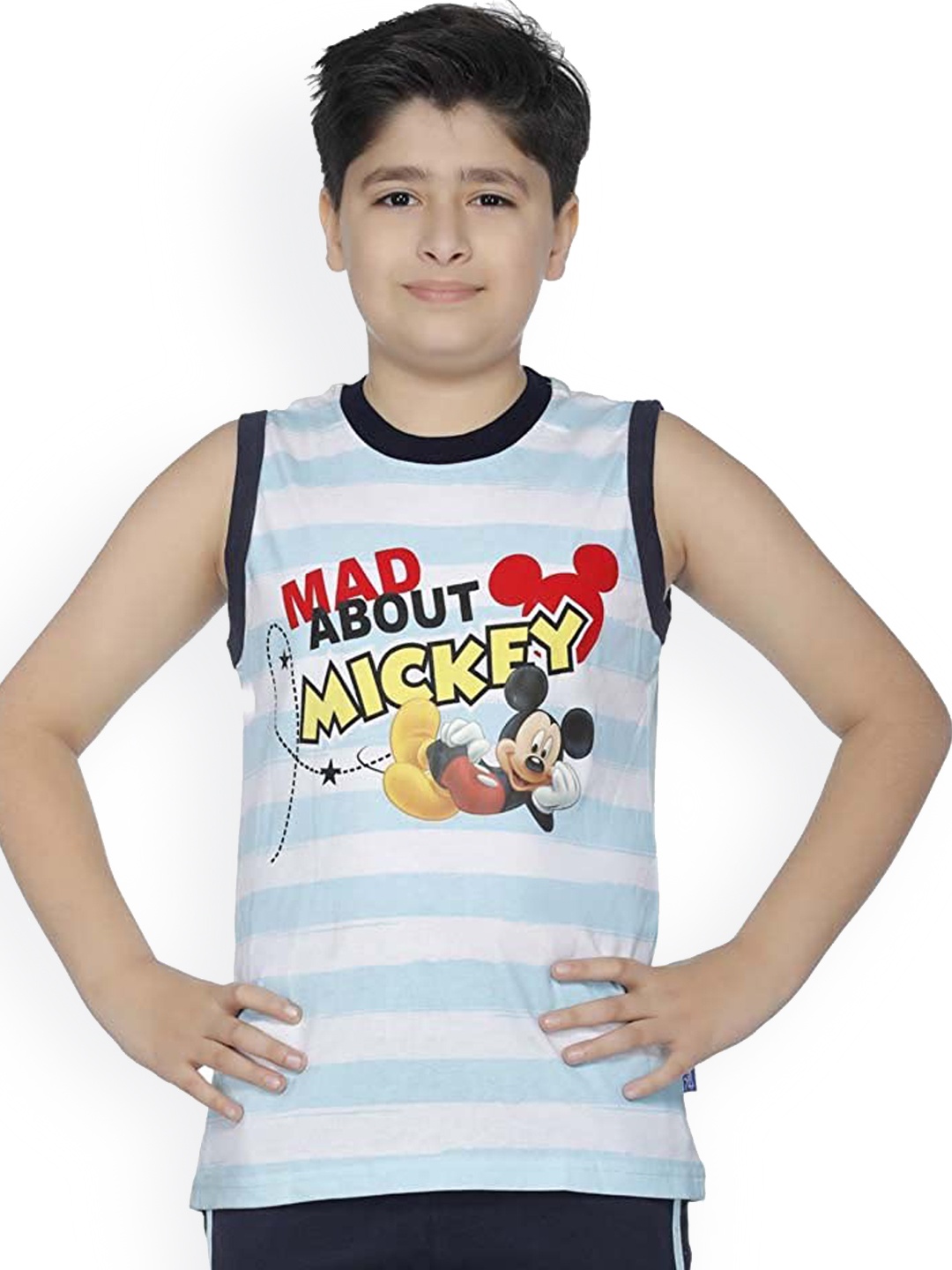 

PROTEENS Boys Mickey Mouse Printed Pure Cotton Night Suit, Blue