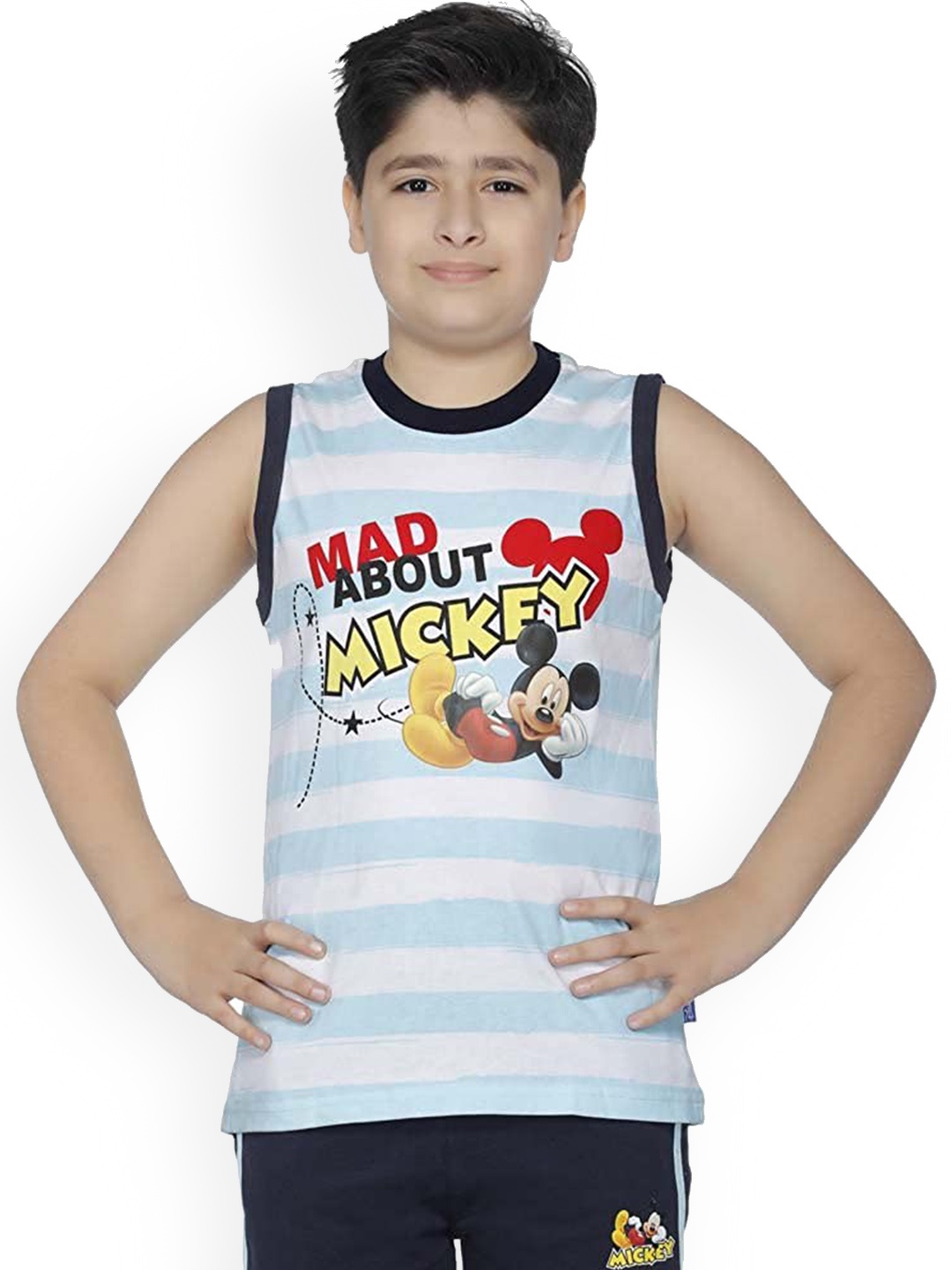 

PROTEENS Boys Mickey Mouse Printed Pure Cotton Night Suit, Blue