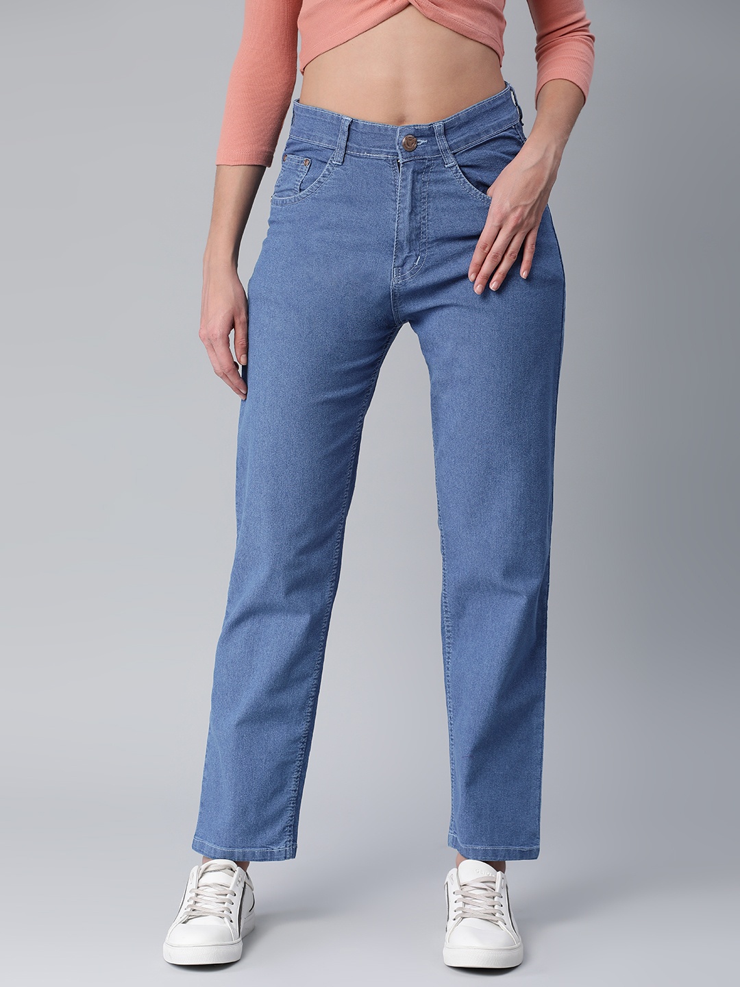 

ADBUCKS Straight Fit High-Rise Stretchable Jeans, Blue