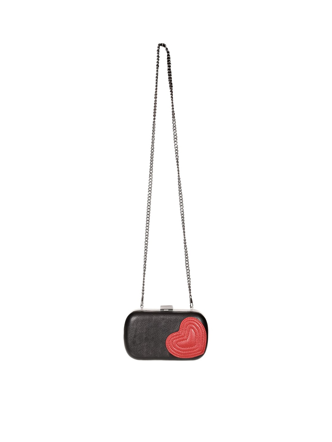 

Sassora Genuine Leather Embroidered Box Clutch, Black
