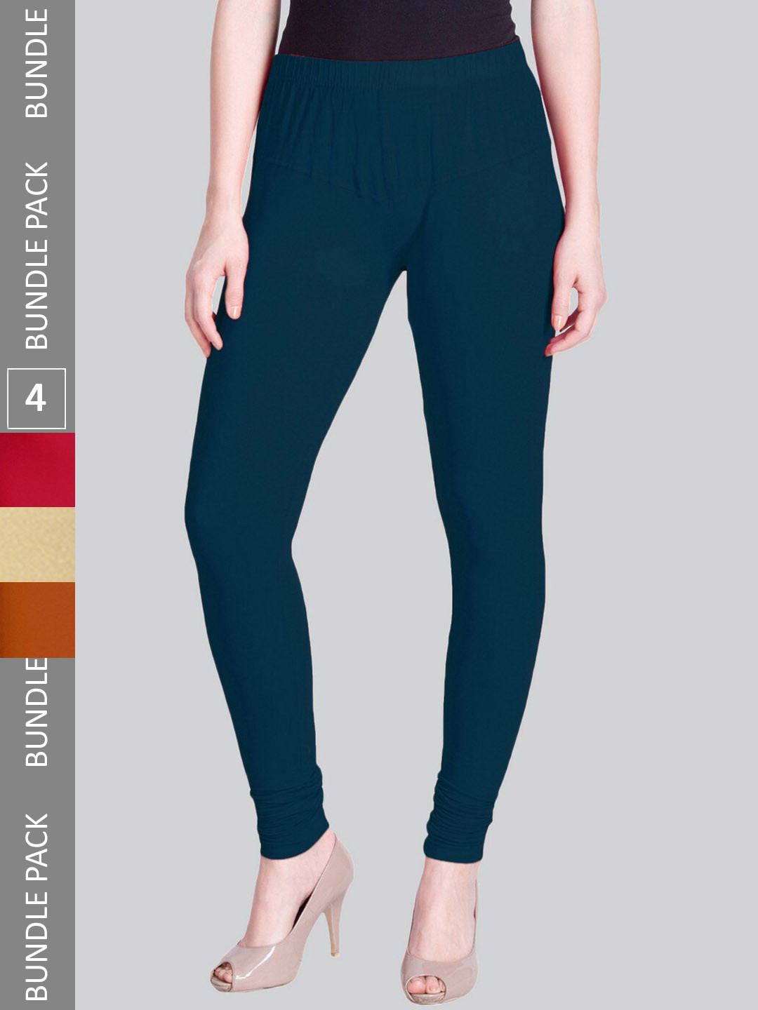 

LYRA Pack Of 4 4-Way Stretch Churidar-Length Leggings, Blue