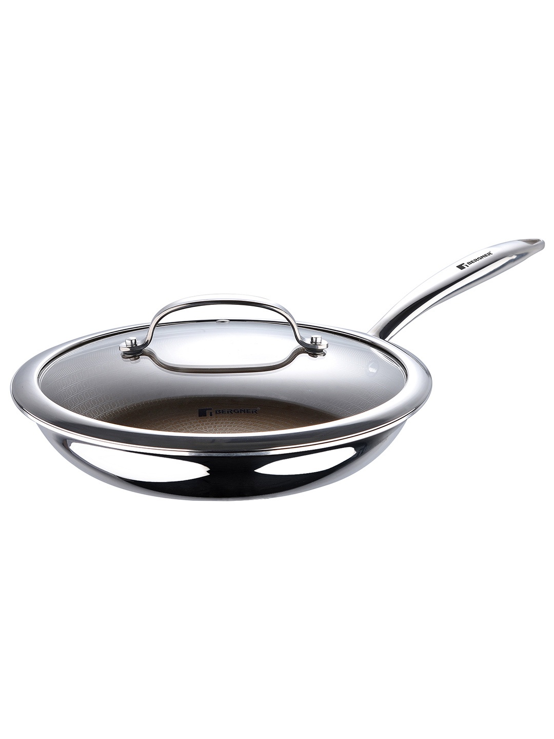 

BERGNER Hitech Steel-Toned Tri-Ply Stainless Steel Induction Base Non Stick Frypan 24 cm