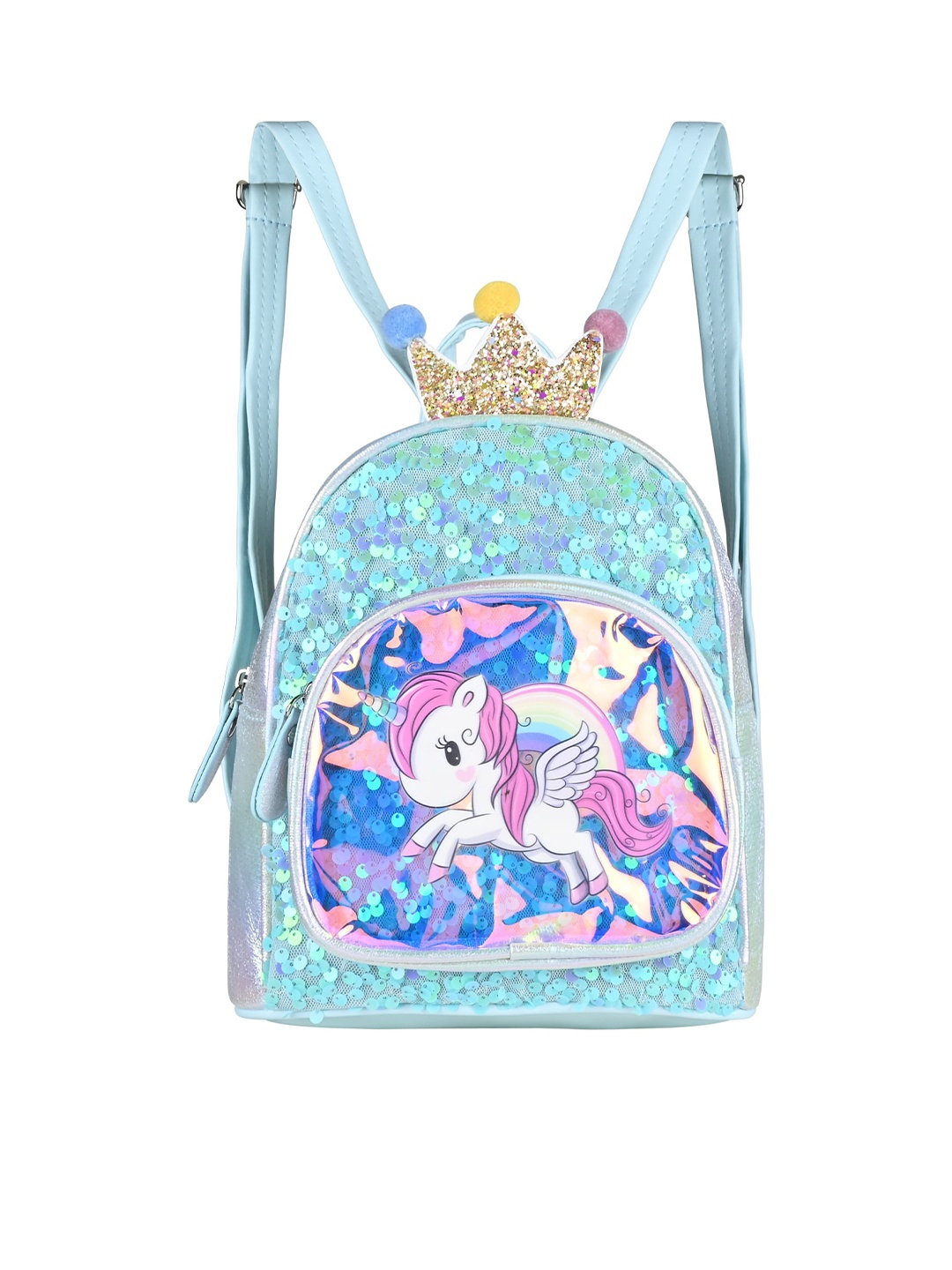 

Asthetika Kids Girls Graphic Embellished Unicorn Backpack, Blue