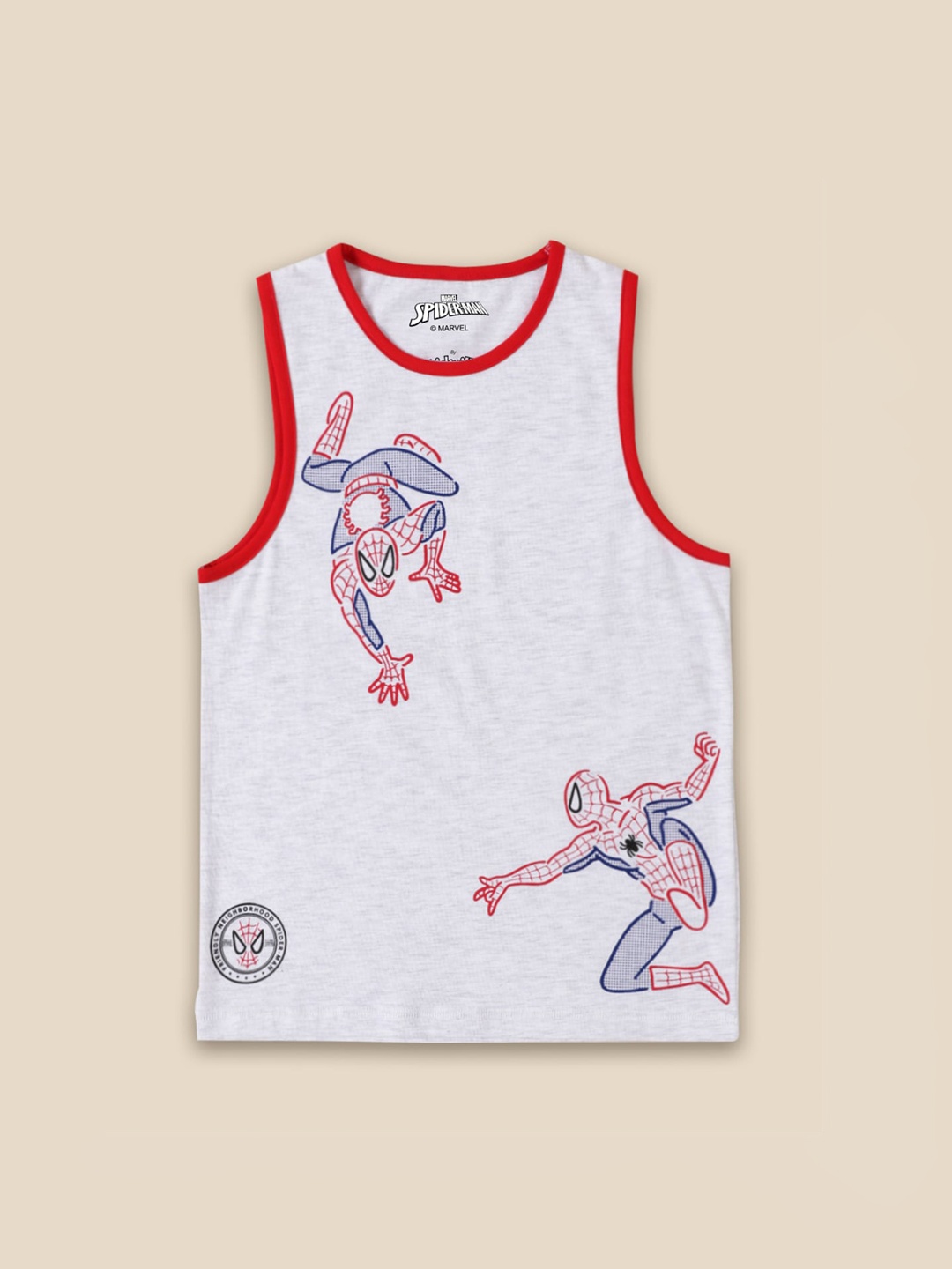 

Kids Ville Boys Spiderman-Printed Cotton Innerwear Vest, Grey melange