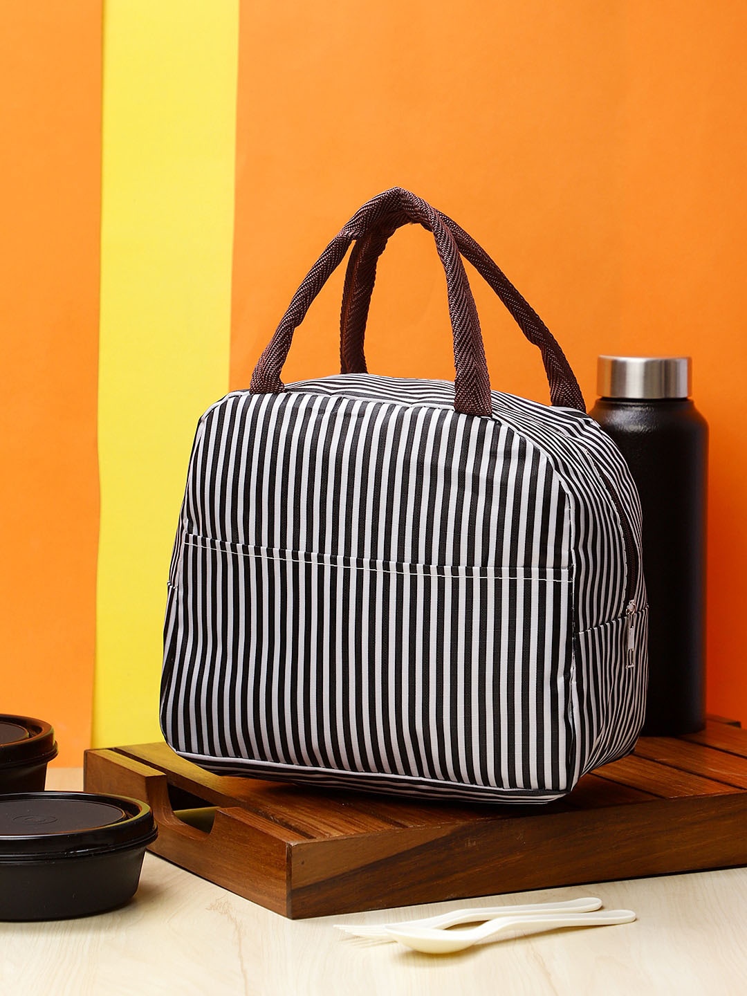 

Bag Pepper Striped Shopper Cotton Handheld Bag, Brown