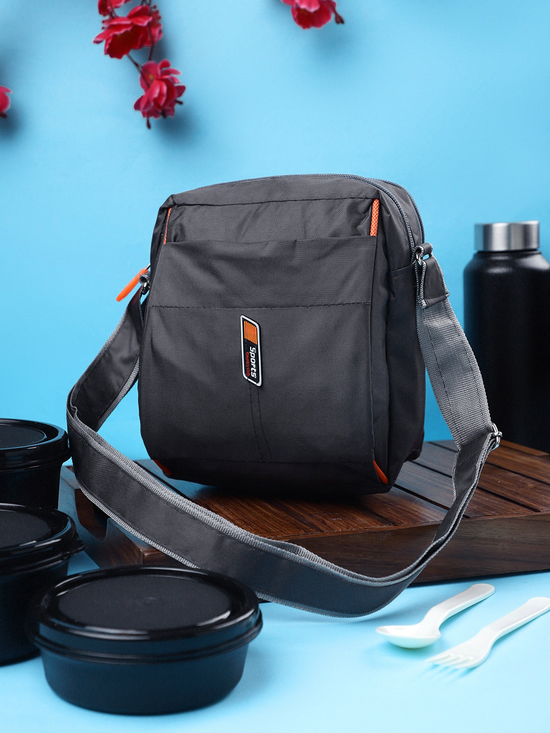 

Bag Pepper Structured Travel Lunch Tiffin Storage Bag for Office|Crossbody Side Sling bag, Grey