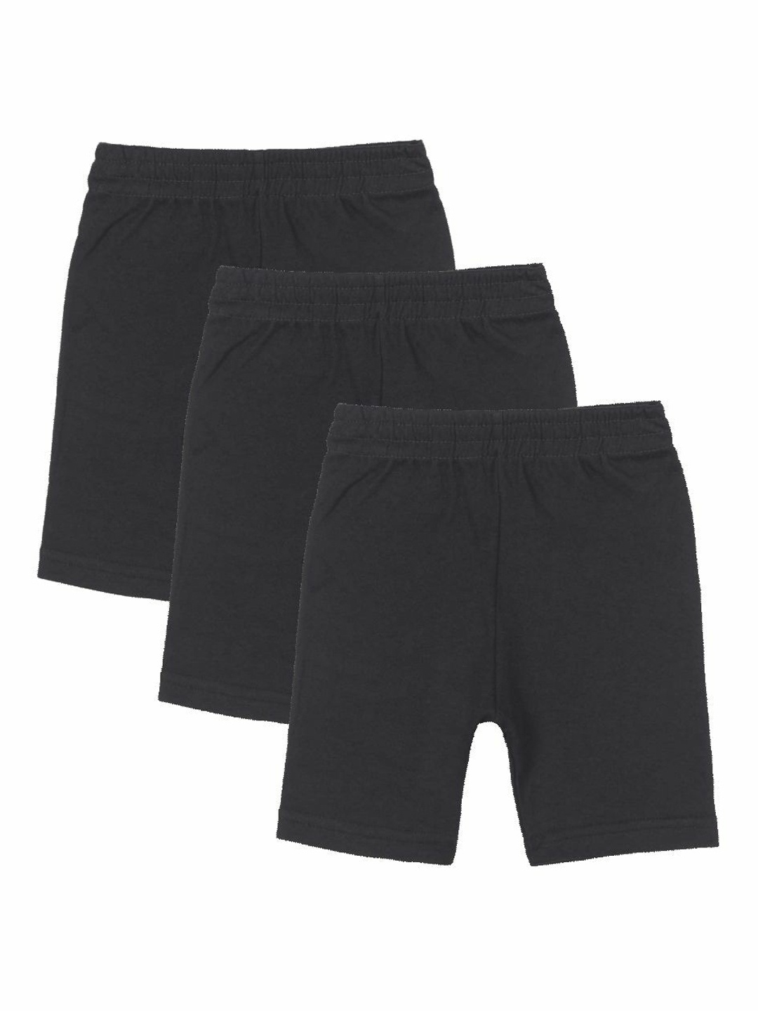 

Bodycare Kids Girls Pack Of 3 Mid Rise Pure Cotton Shorts, Black