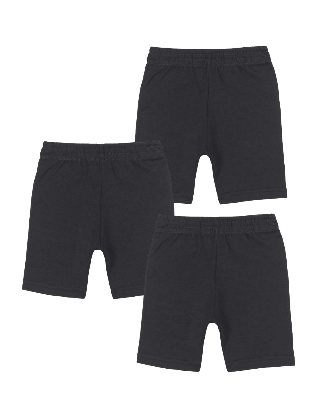 

Bodycare Kids Girls Pack Of 3 Solid Mid Rise Pure Cotton Shorts, Black