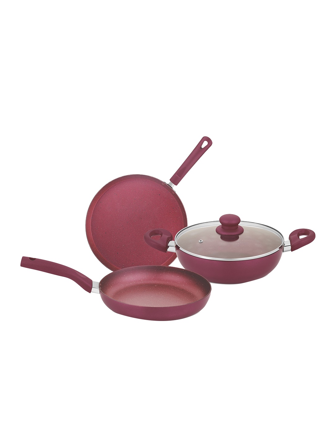 

BERGNER Sherry Red 4 Pcs Induction Base Aluminium Non-Stick Cookware Set