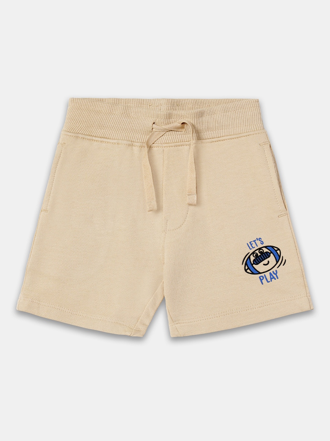 

R&B Boys Mid-Rise Cotton Shorts, Beige