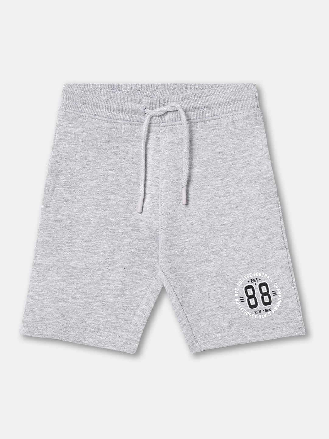 

R&B Boys Cotton Regular Fit Mid-Rise Shorts, Grey melange