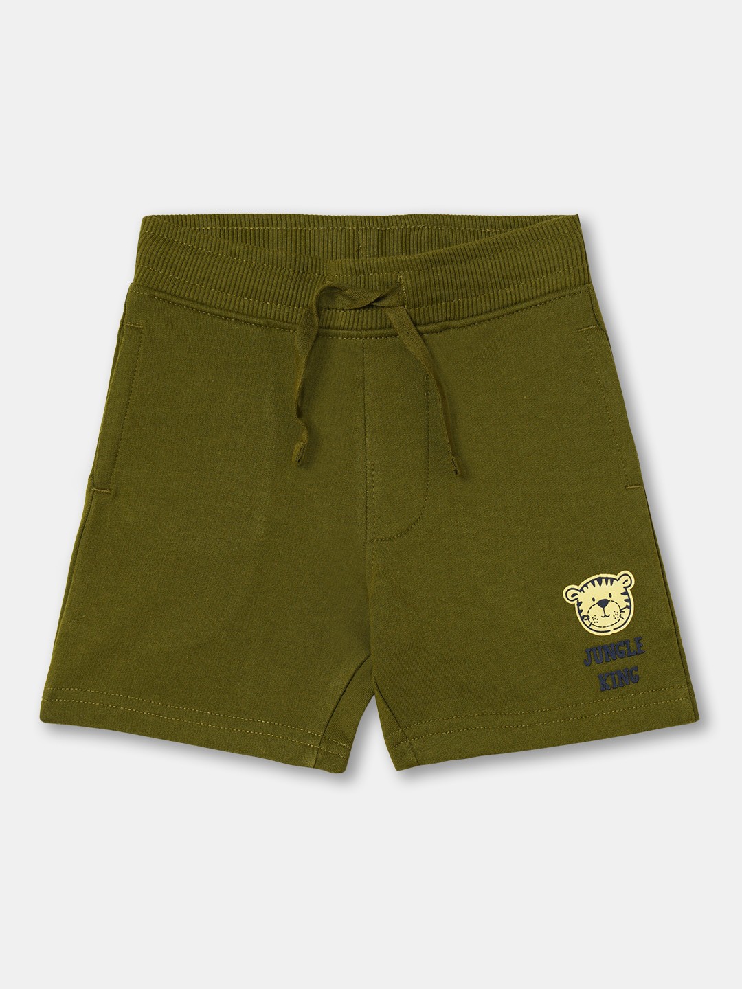 

R&B Infants Boys Mid Rise Cotton Shorts, Olive
