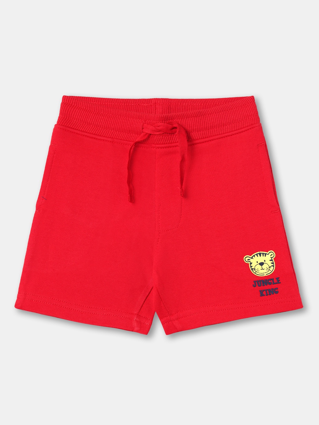

R&B Boys Mid-Rise Cotton Shorts, Red