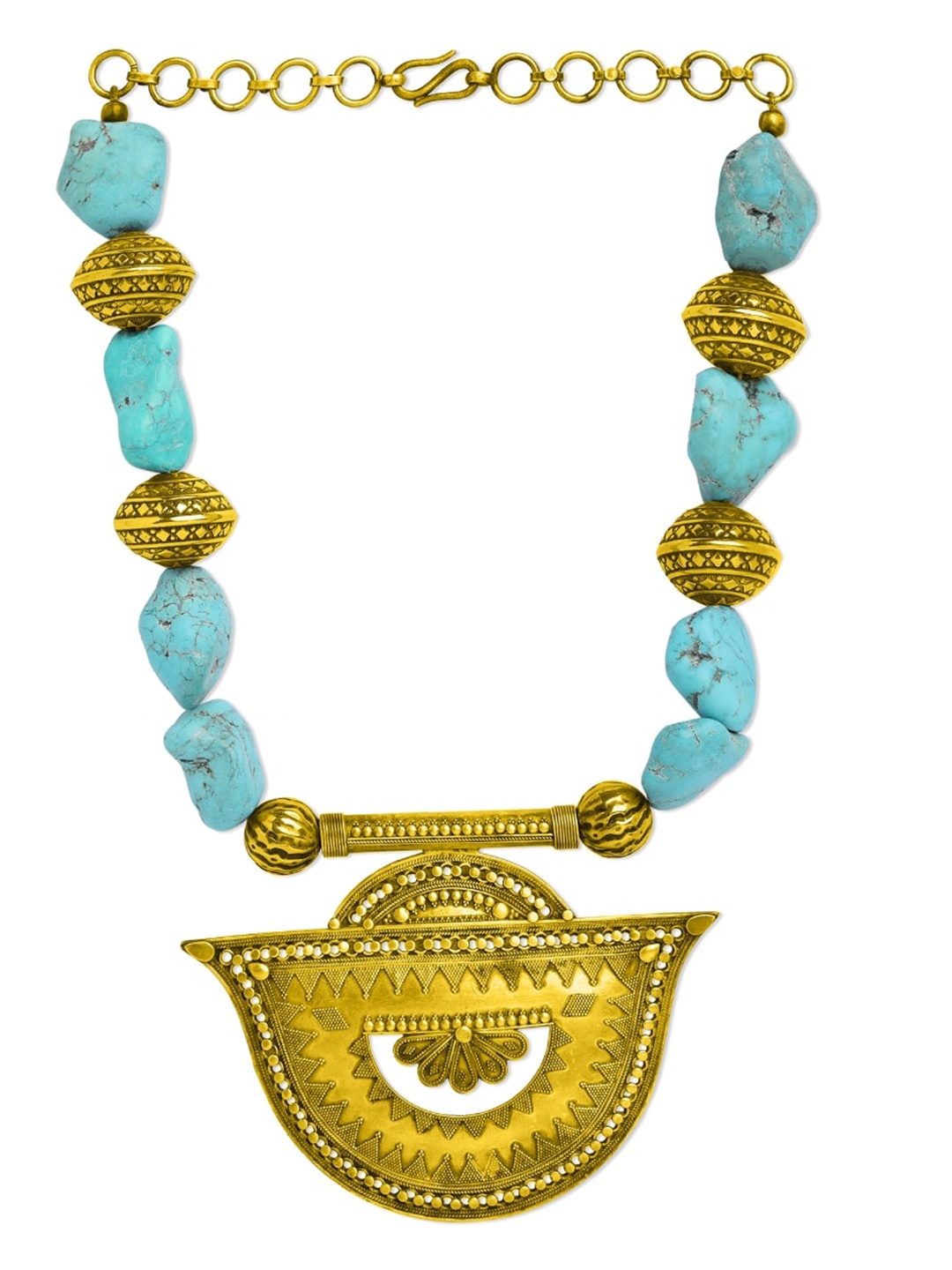 

ahilya 92.5 Sterling Silver Gold-Plated Big Statement Necklace