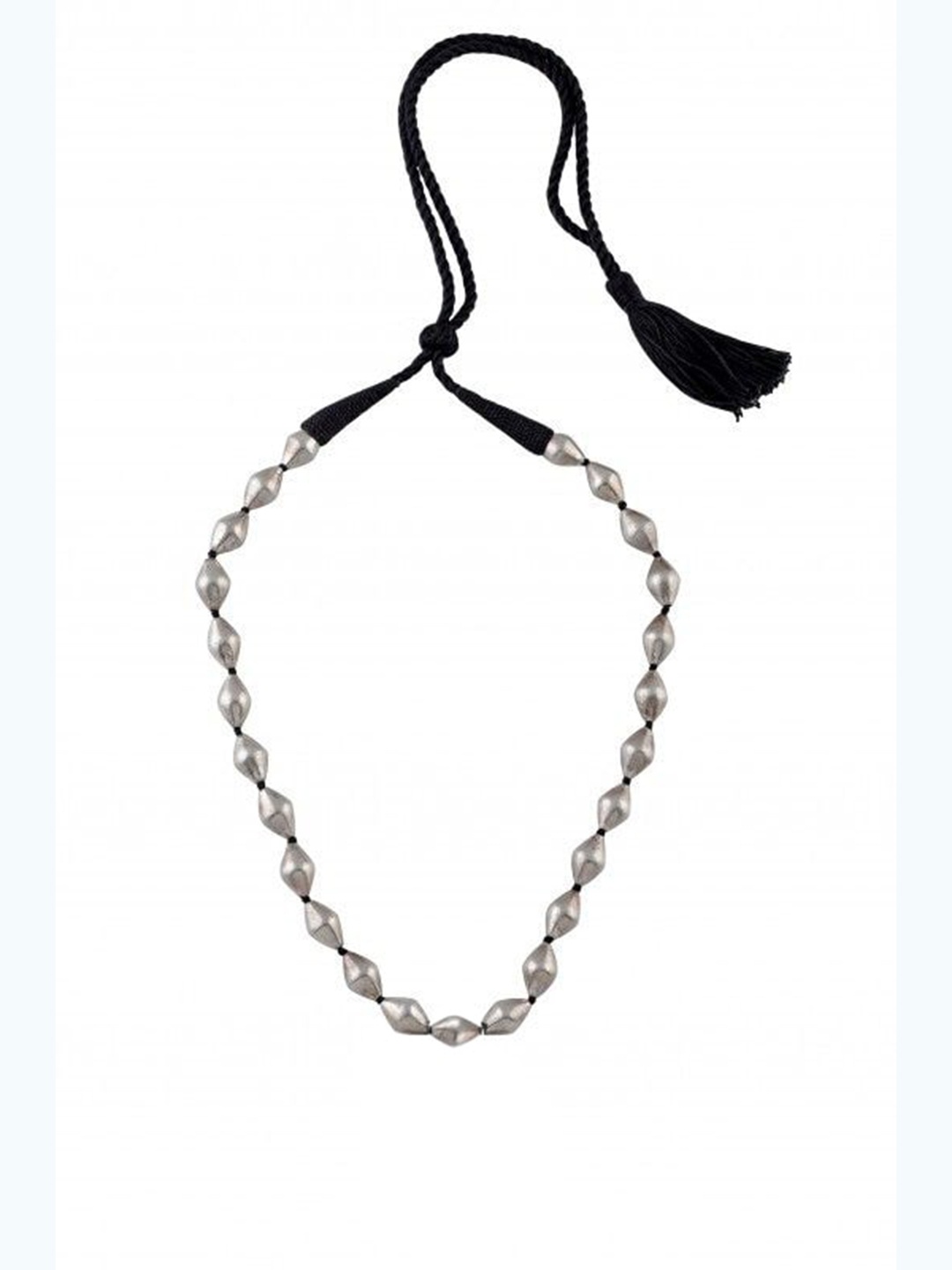 

ahilya 92.5 Sterling Silver-Plated Strand Dholki Bead Necklace