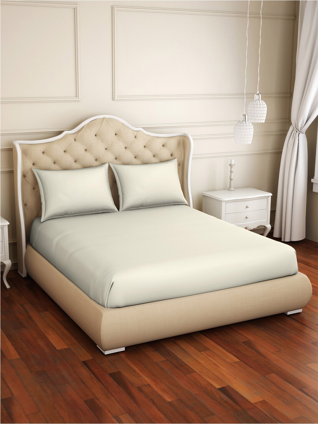 

Welspun Raang Beige 150 TC Flat Cotton King Bedsheet with 2 Pillow Covers