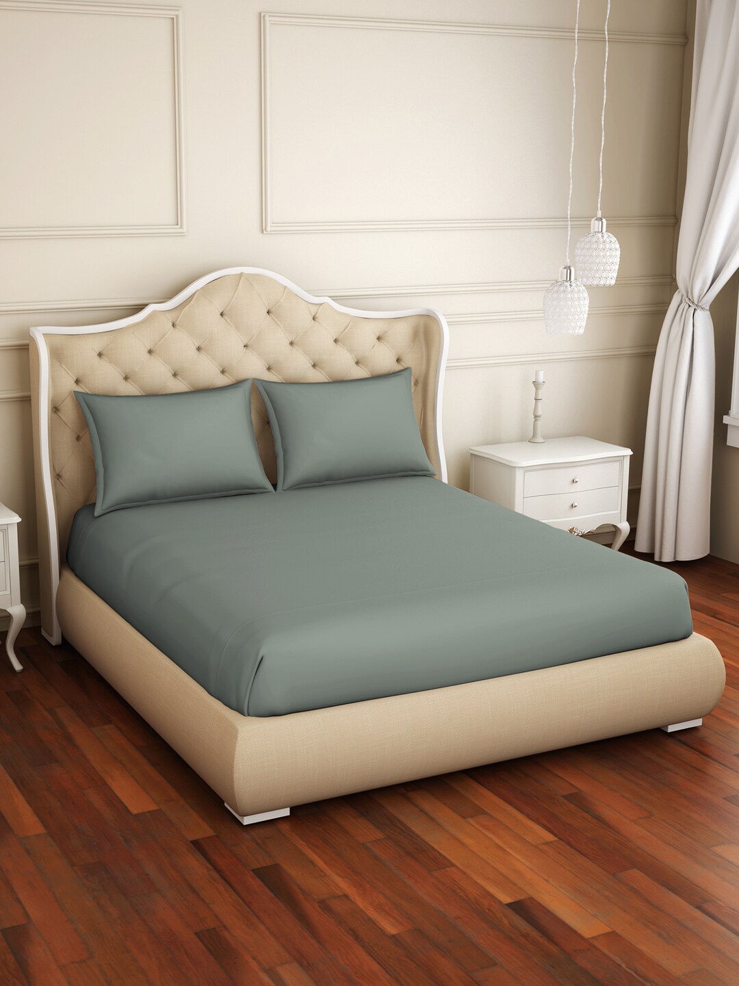 

Welspun Raang Grey 150 TC Flat Pure Cotton King Bedsheet with 2 Pillow Covers