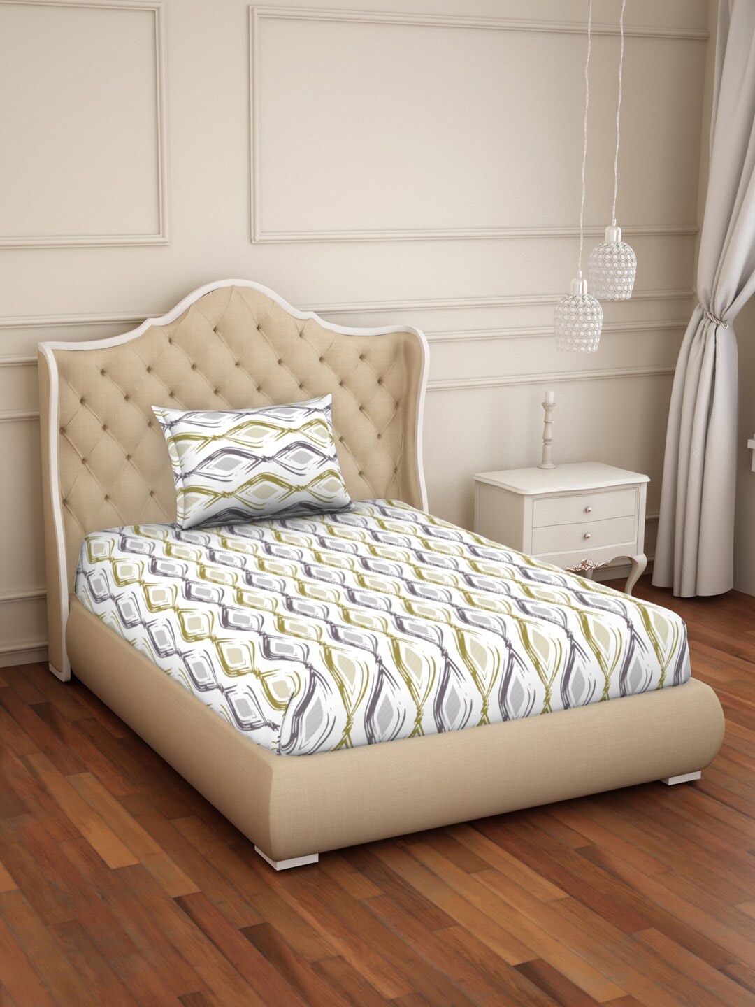 

Welspun 2-In-1 Orange & White 150 TC Flat Cotton Single Bedsheet with 1 Pillow Cover