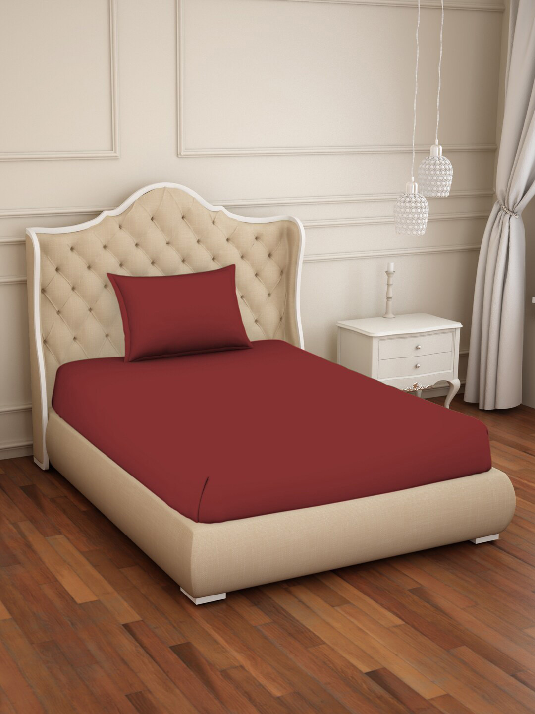 

Welspun Raang Red 150 TC Flat Pure Cotton Single Bedsheet with 1 Pillow Cover