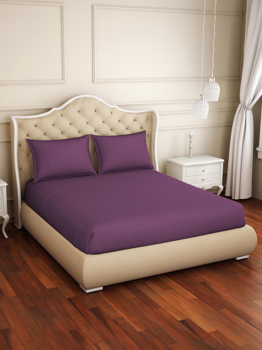 

Welspun Raang Violet 150 TC Flat Pure Cotton King Bedsheet & 2 Pillow Covers