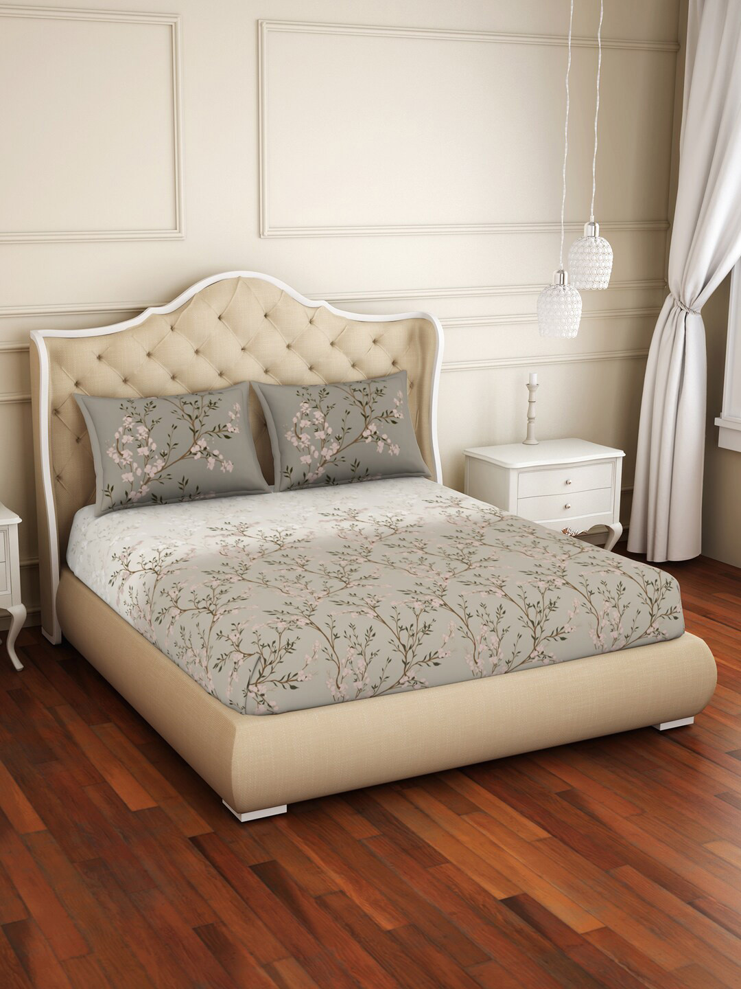 

Welspun Brown & Green Floral 144 TC Flat Pure Cotton Queen Bedsheet with 2 Pillow Covers