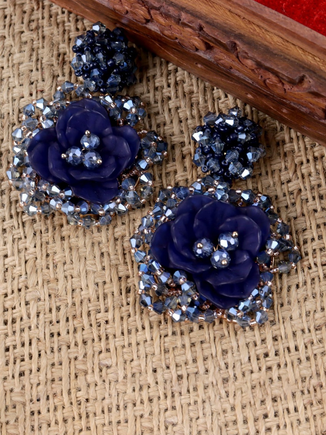 

VAGHBHATT Floral Drop Earrings, Blue