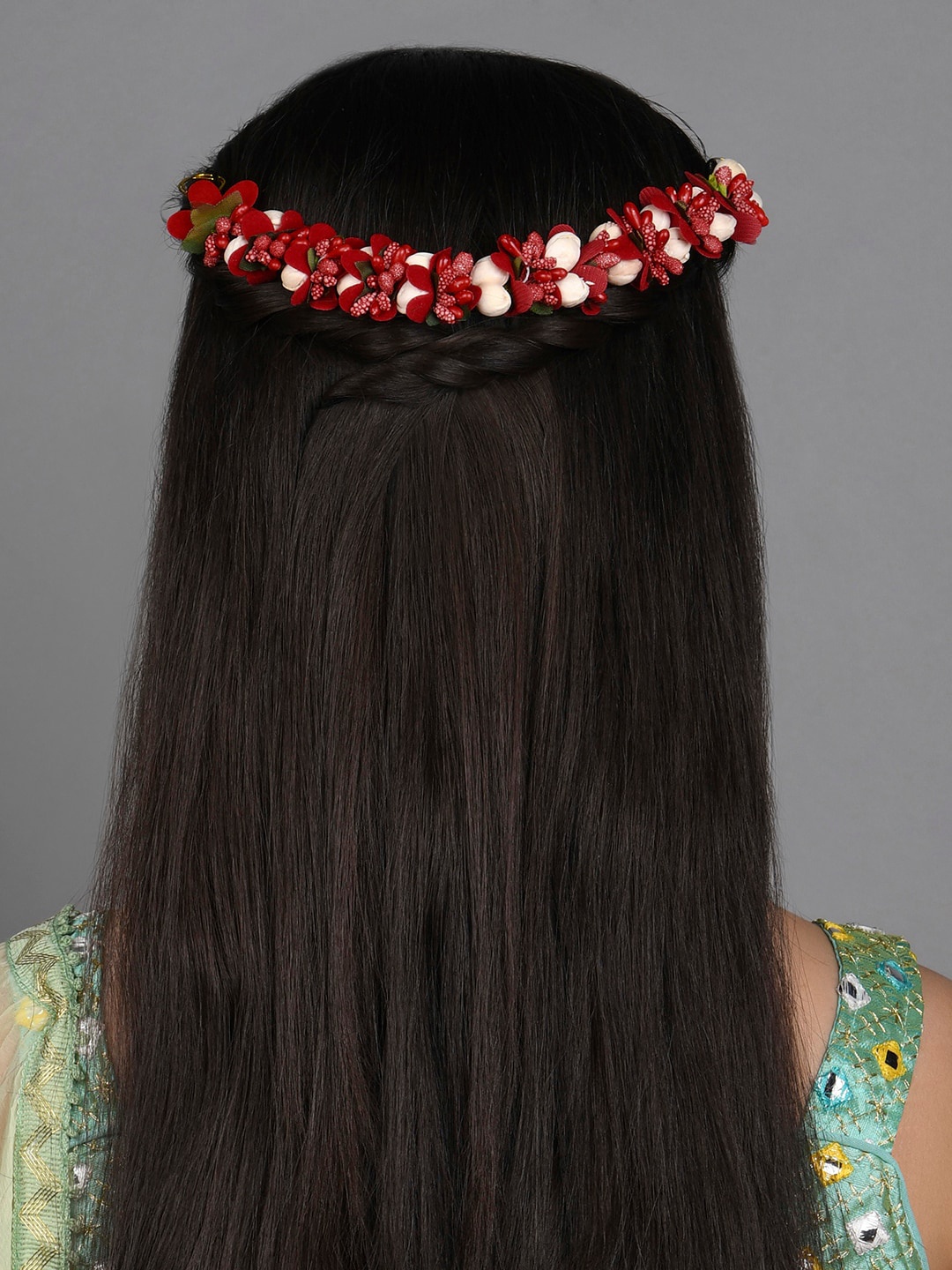 

Fida Women Floral Ethnic Gajra Hair Accessories, Red