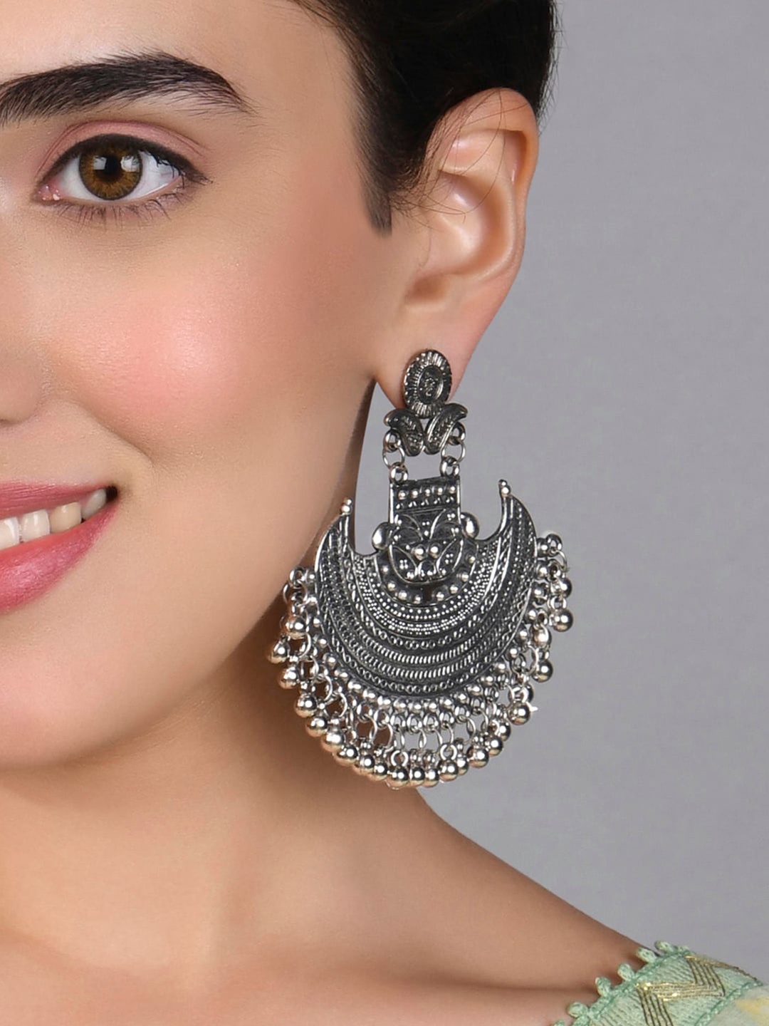 

Fida Silver-Plated Crescent Shaped Chandbalis Earrings
