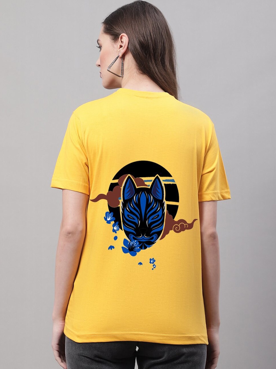 

borse lele Women Mustard Yellow Applique Running T-shirt