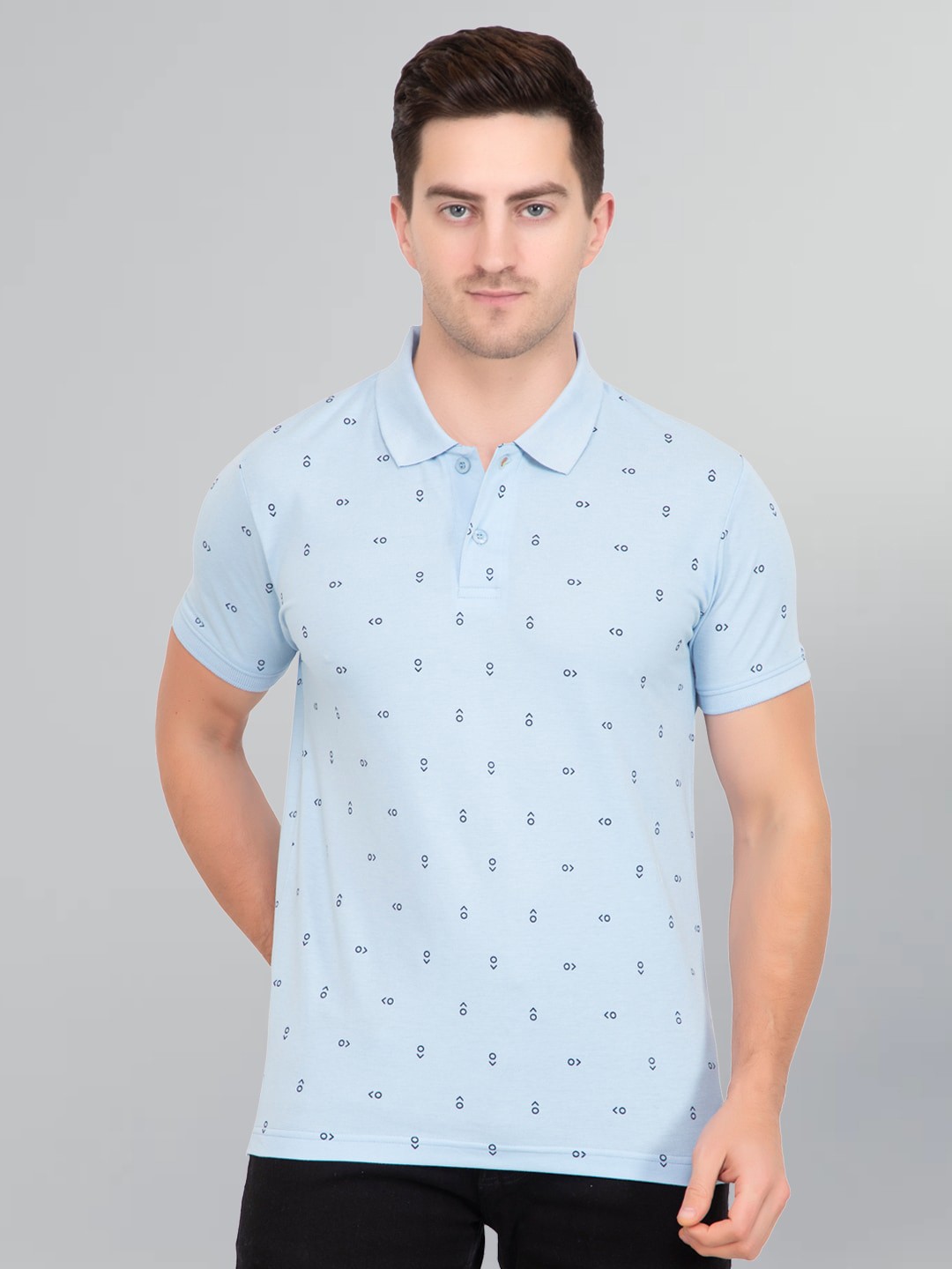 

GODFREY Conversational Printed Polo Collar Cotton Rapid-Dry T-shirt, Blue