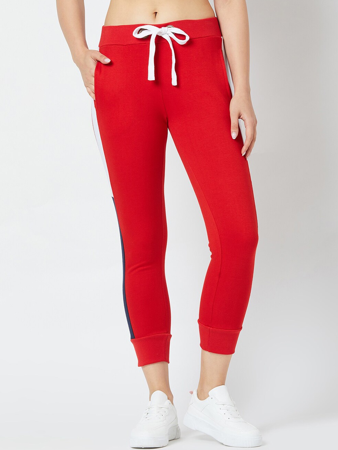 

The Dry State Women Slim-Fit Mid-Rise Cotton Joggers, Red