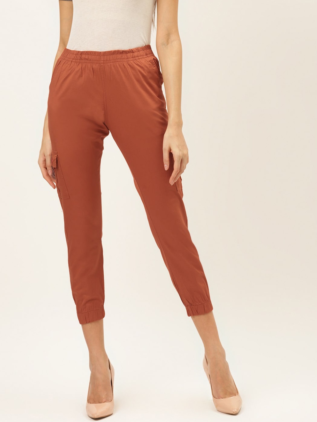 

The Dry State Women Mid-Rise Cotton Joggers, Rust