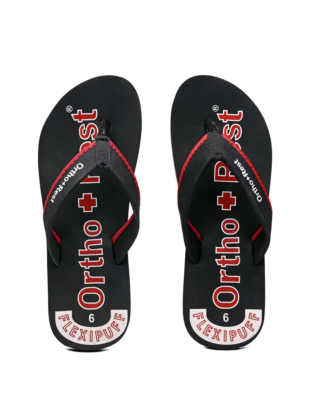 

Ortho Rest Women Typography Printed Comfort Overpronation Thong Flip-Flops, Black
