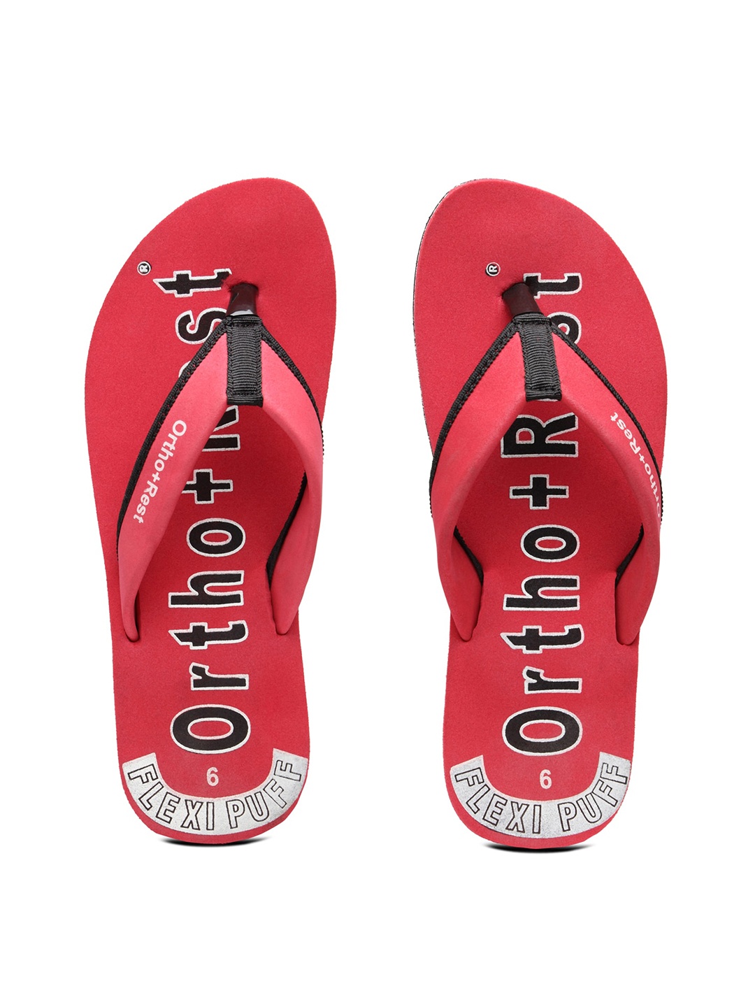 

Ortho Rest Women Typography Printed Comfort Overpronation Thong Flip-Flops, Red