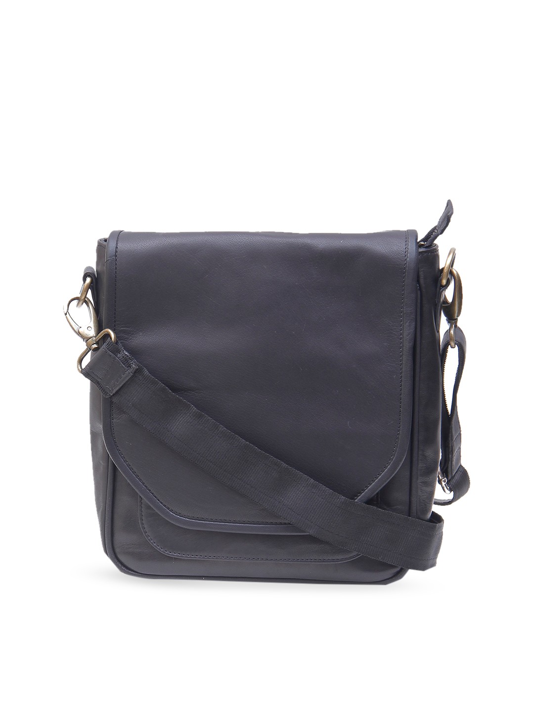 

Calvadoss Black Leather Shopper Sling Bag with Tasselled