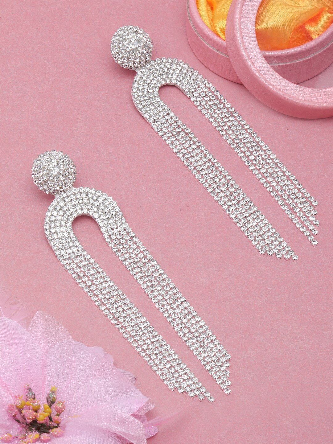 

DIVA WALK Silver-Plated Contemporary Drop Earrings