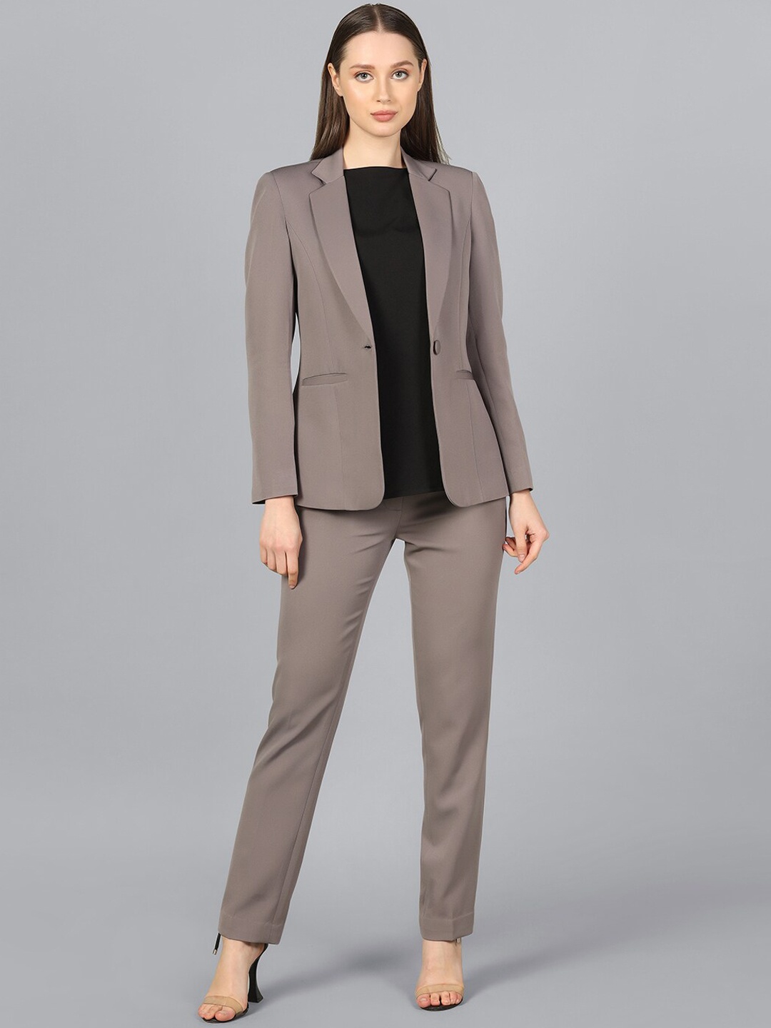 

PowerSutra Women Single-Breasted 2-Piece Formal Suit, Grey