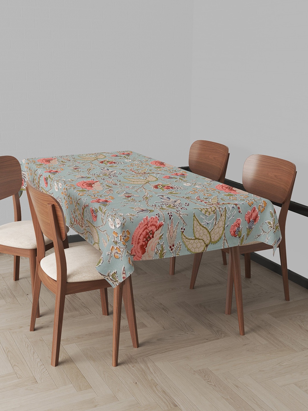 

Trance Home Linen Green Floral Printed 6-Seater Pure Cotton Table Cover