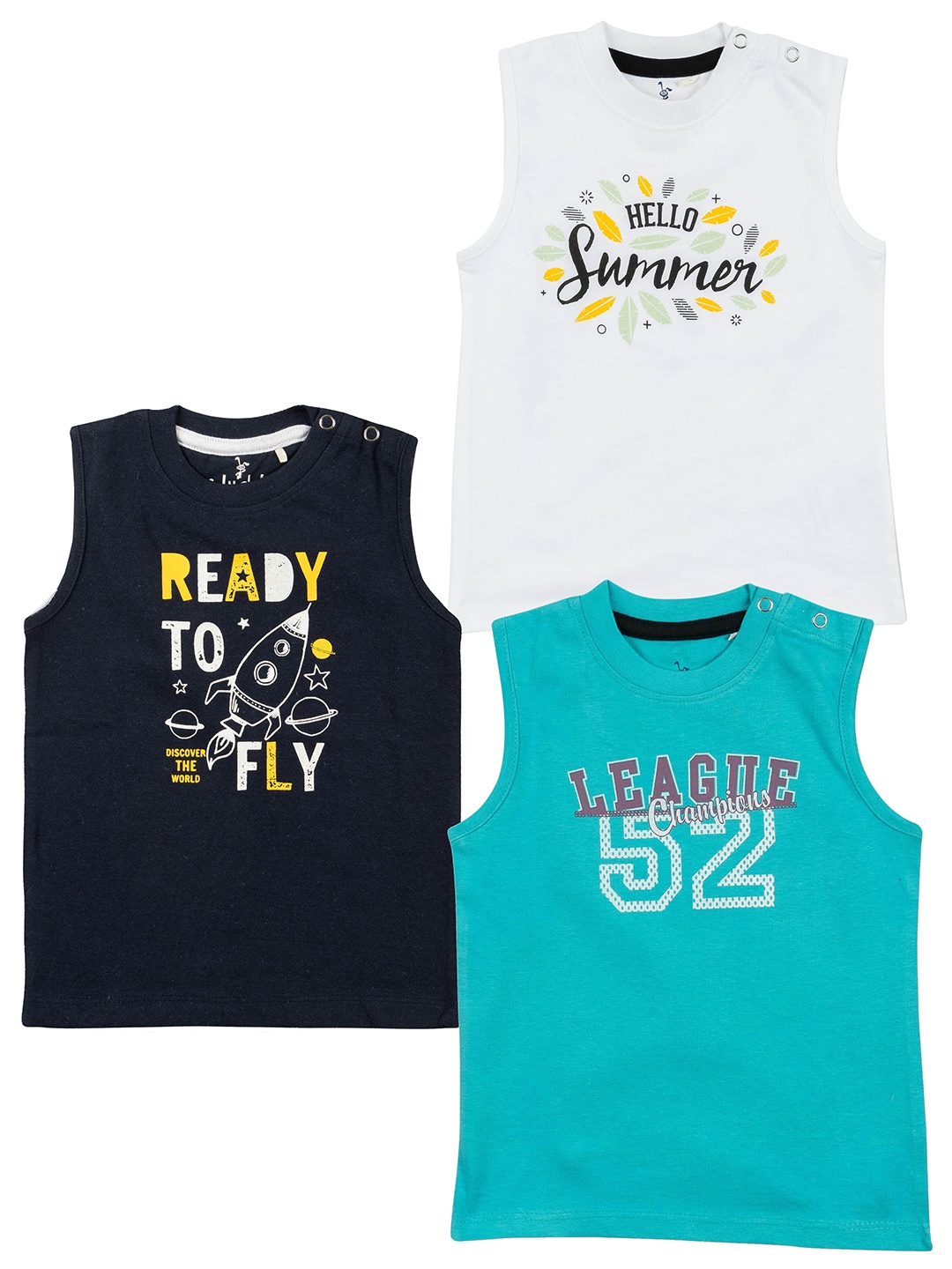 

JusCubs Infant Boys Pack of 3 Typography Printed Cotton T-shirt, Black