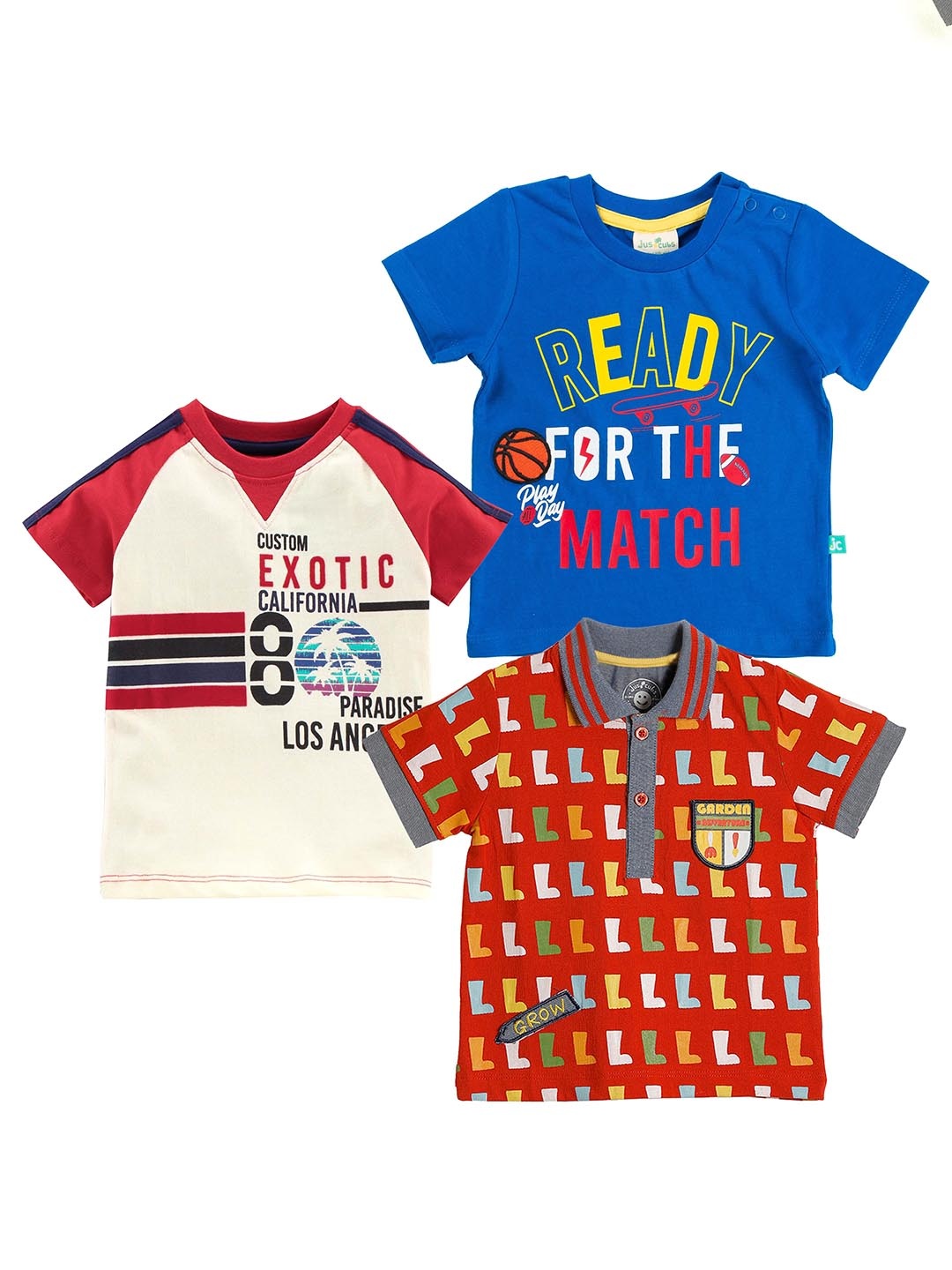 

JusCubs Boys Pack Of 3 Printed Applique Cotton T-shirt, Blue
