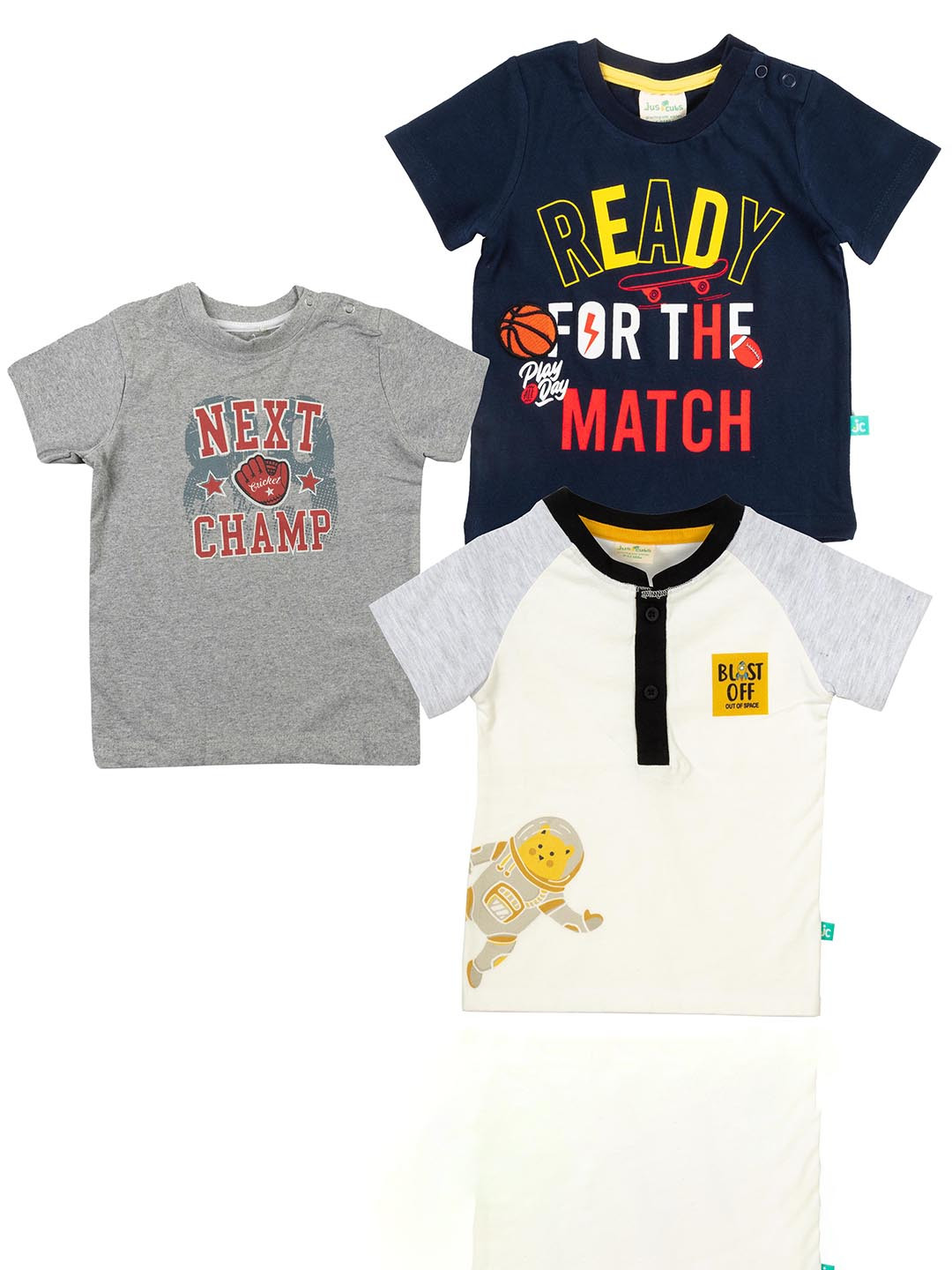 

JusCubs Boys Multicoloured Typography 3 Printed Applique Outdoor T-shirt, Multi