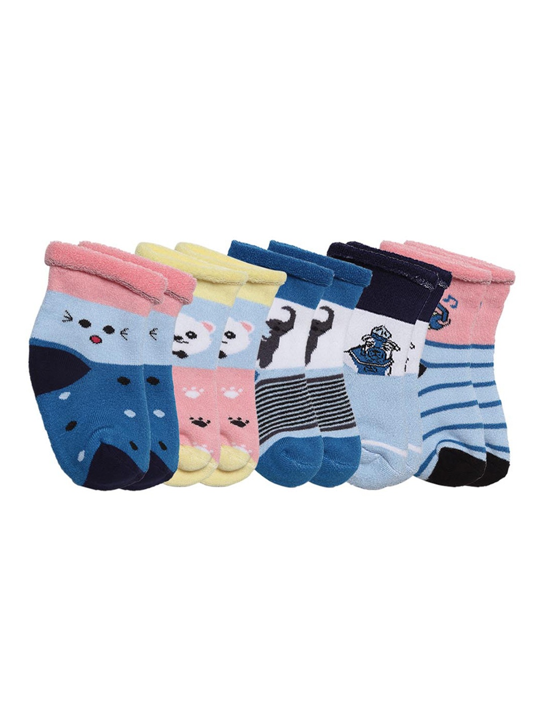 

Texlon Kids Pack Of 5 Patterned Ankle-Length Socks, Blue