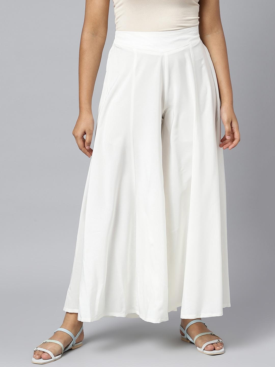 

AURELIA Women Flared Ethnic Palazzos, White