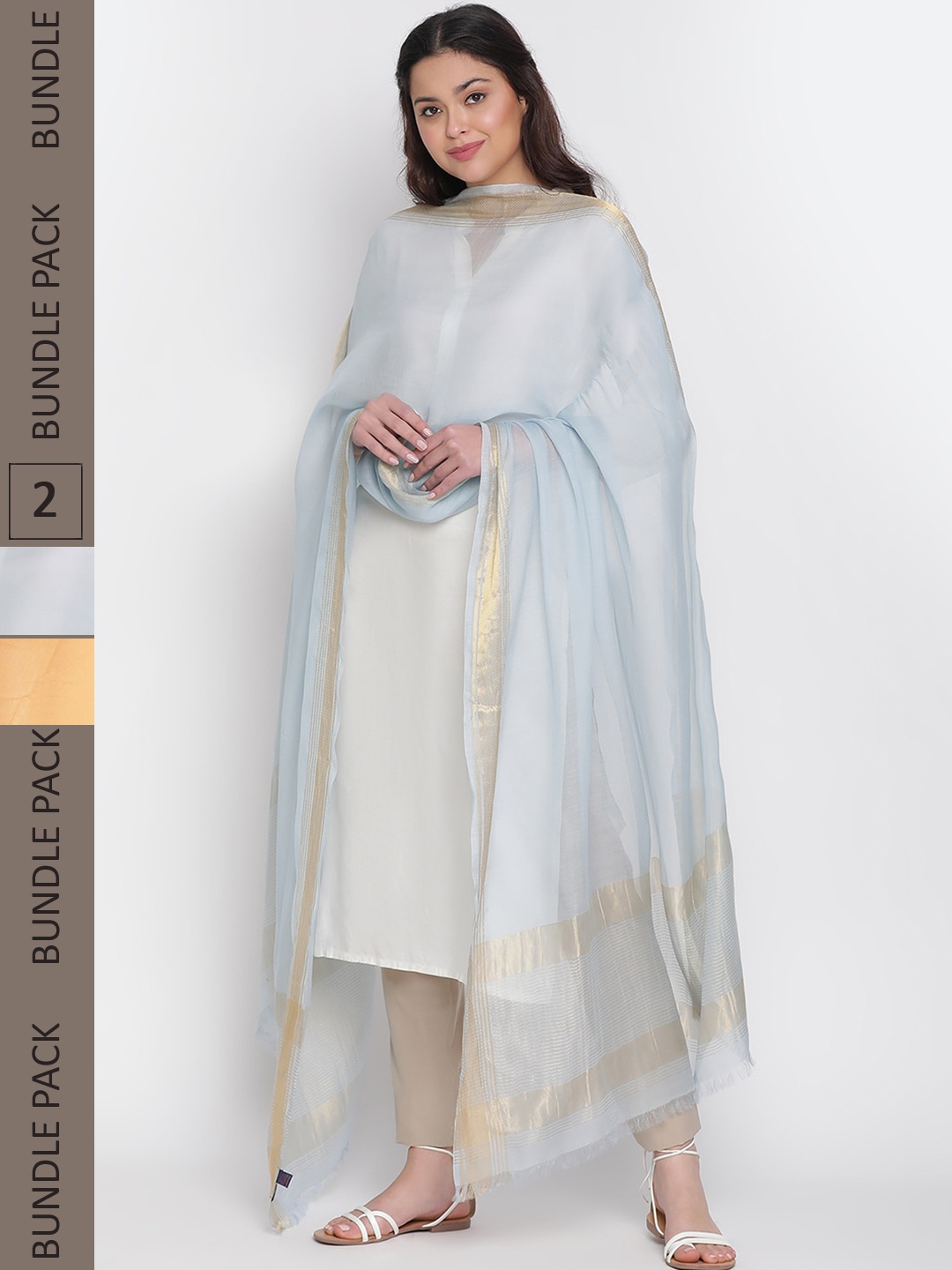 

SHINGORA Pack Of 2 Woven Dupatta, Blue