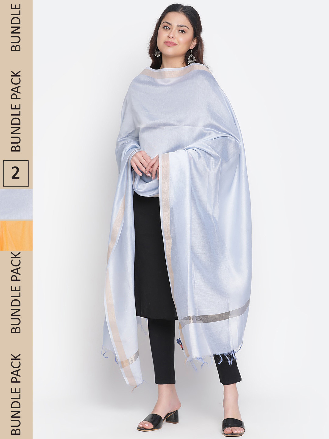 

SHINGORA Pack Of 2 Woven Dupatta, Blue