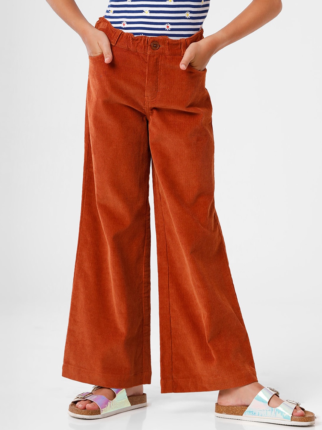 

KATE & OSCAR Girls Flared Cotton Bootcut Trousers, Brown