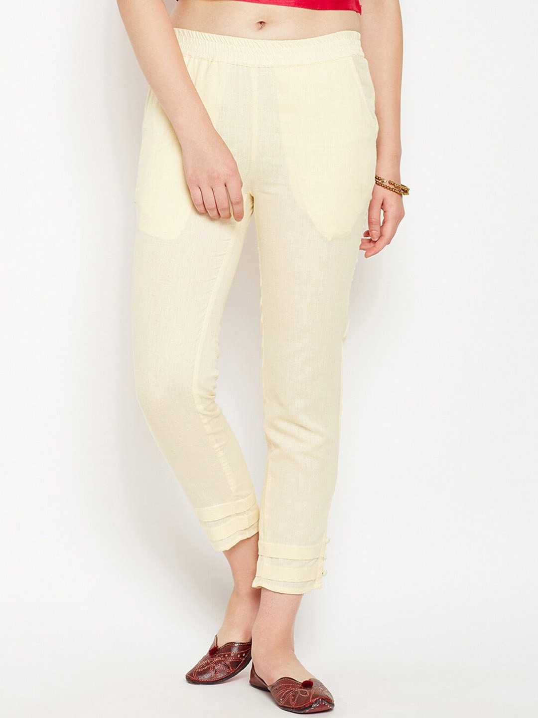 

Be Indi Women Mid-Rise Cotton Cigarette Trousers, Off white