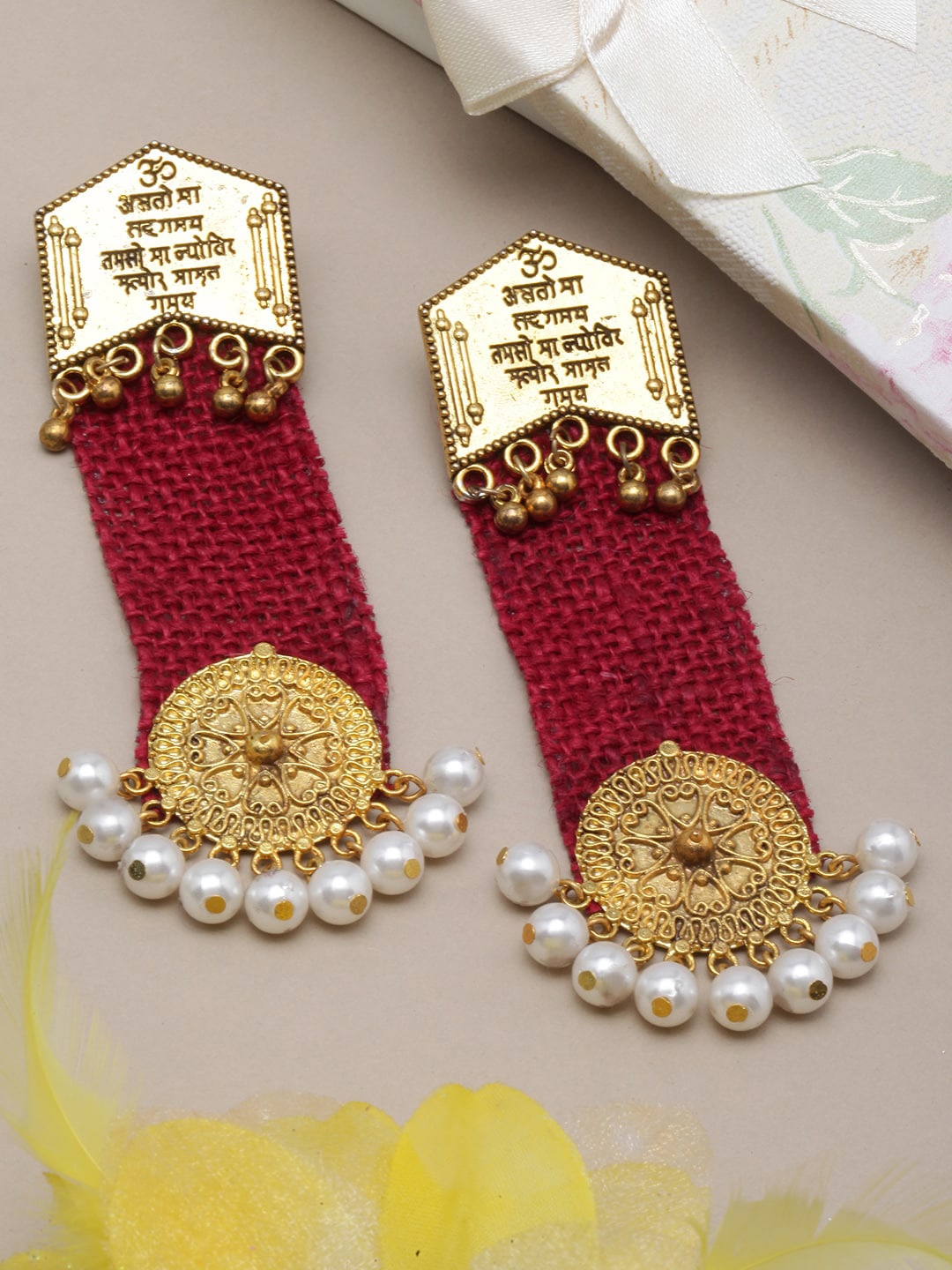 

Sangria Gold-Plated Beaded Drop Earrings