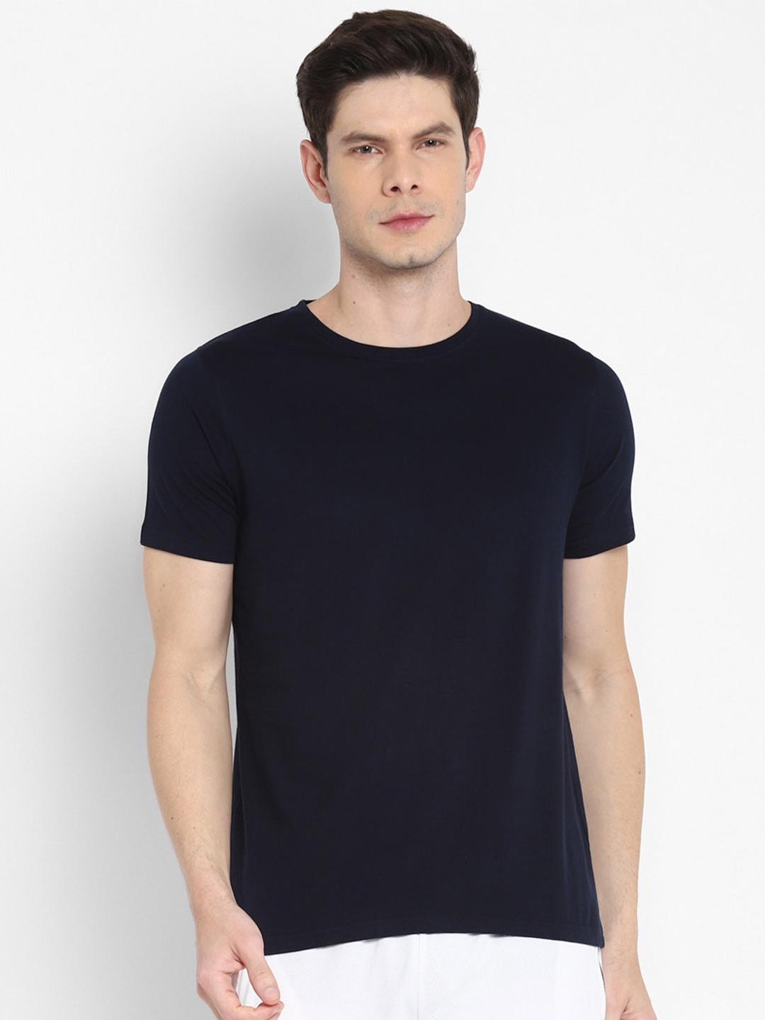 

appulse Round Neck Cotton T-shirt, Navy blue