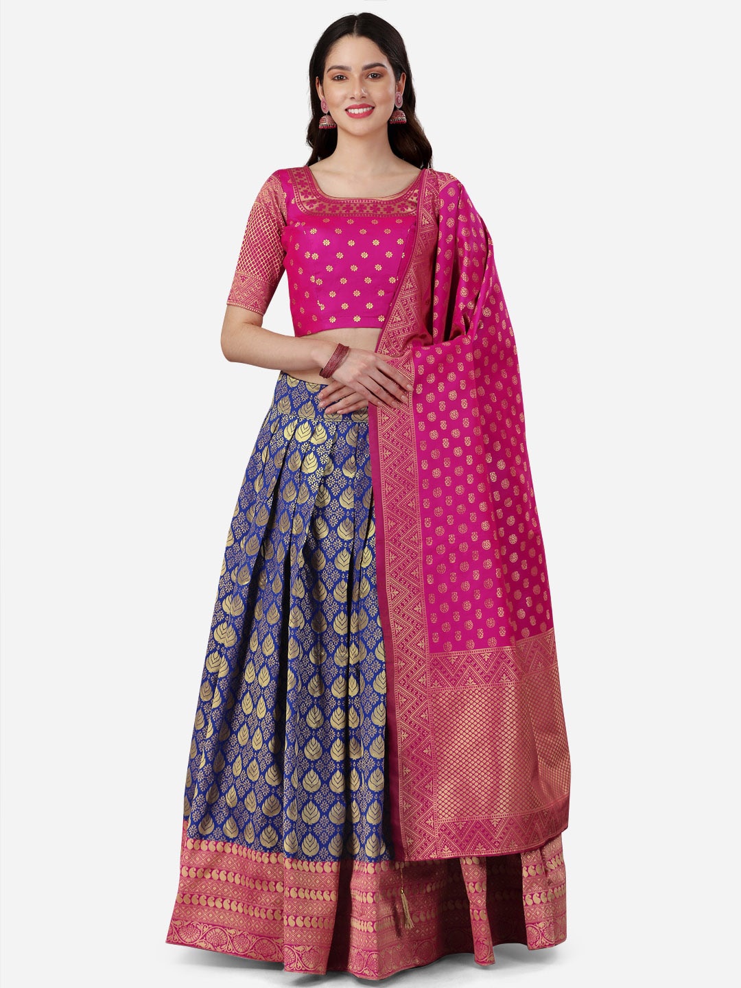 

Fashion Basket Printed Unstitched Lehenga & Blouse With Dupatta, Blue